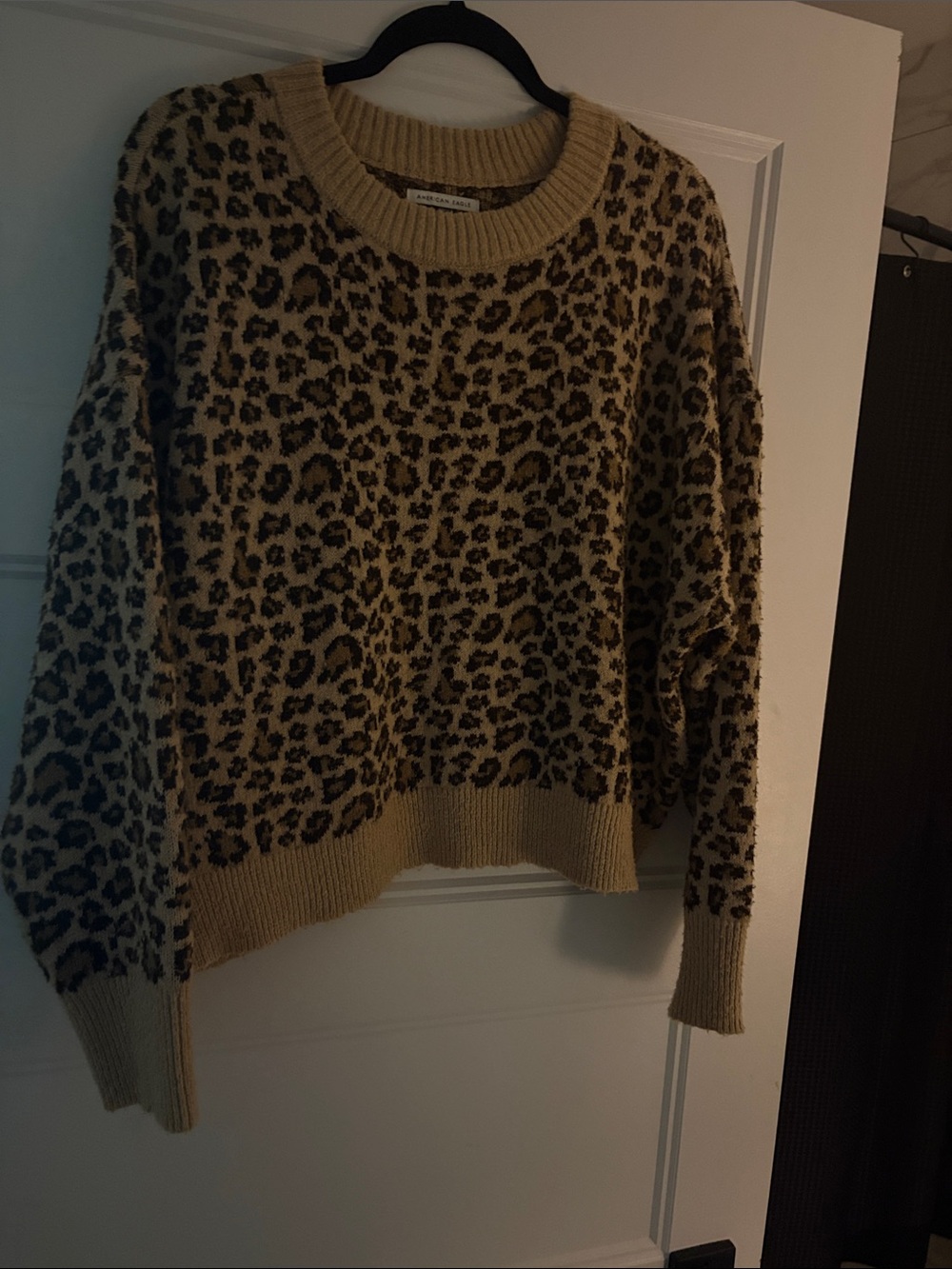 American Eagle Outfitters Leopard Crewneck Sweater - Tan & Black